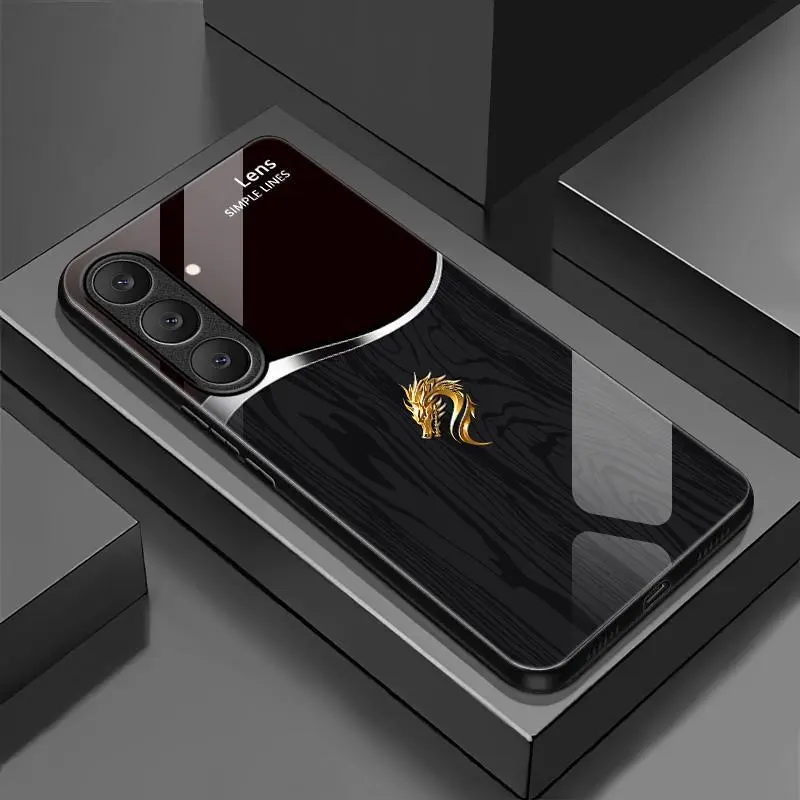 Suitable for [Galaxy S25 Fe] Personality simple split dragon pattern creative business high-end anti-drop glass mobile phone case affordable anti-drop anti-fingerprint 996