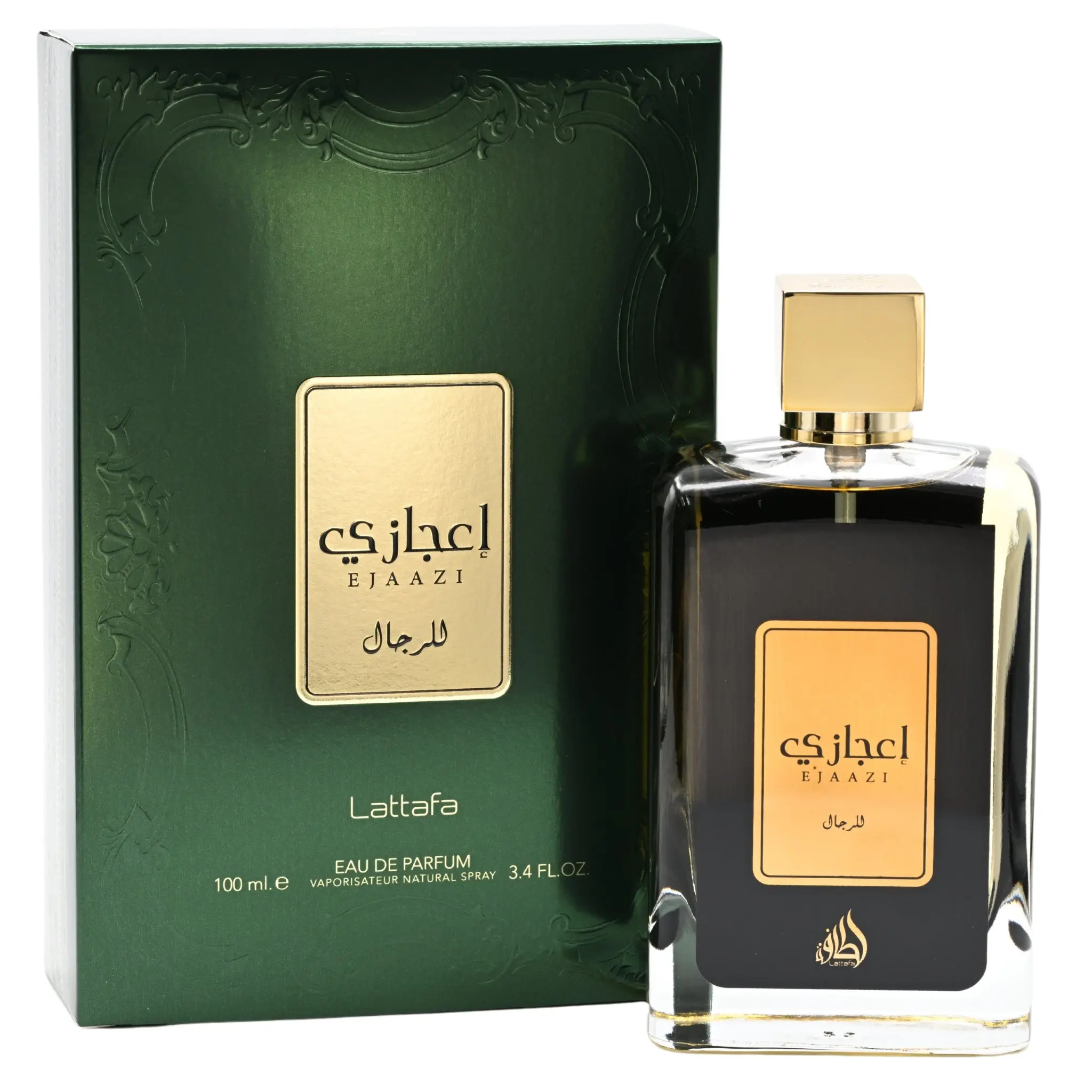 Lattafa Ejaazi EDP, Unisex Aromatic Spicy Perfume with a Fresh, Earthy Woody Fragrance and Cedarwood Base Notes, 3.4 fl oz, Edp Liquid Perfumes, Woody Base, Patchouli Cinnamon