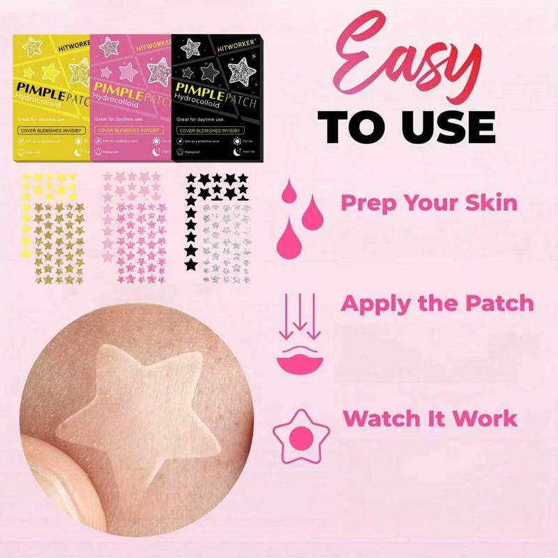 Shining Star 80 HITWORKER® Acne Patches (Available in Black, Pink, and Yellow) | Mix and match any color. A party emergency essential that covers blemishes while still making you shine. A must-have beauty tool for parties. Hydrocolloid Patches