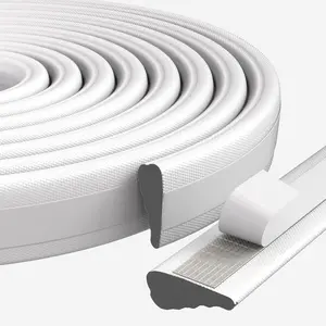 1 Pack*9.8 Ft Self-Adhesive Wedge  Window Weather Stripping Door Seal Strip, Soundproof Exterior Front Door Frame Gap Filler, Draft Stopper  Tape Noise Light Blocker (White)