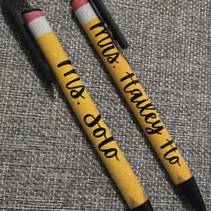 Sublimation Pens - Yellow Pens with Black Cap & Red Band - Unique Label Design