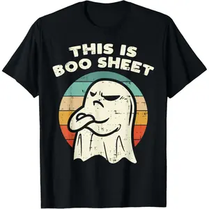 Cotton Short Sleeve This Is Boo Sheet Ghost Retro Halloween Costume Men Women T-Shirt For Men Women, for women, durable cotton feel, weekend casual, for adults, classic fit