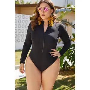 Zip Up Long Sleeve One-Piece Swimsuit
