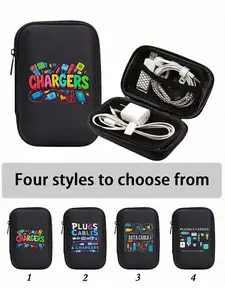Portable Mini Storage Bag, Storage Carrying Bag, With Charging Cable Pattern, Eva Organizer Bag, Multipurpose Digital Organizer, For Coins, Cables, Chargers, Headphones, Earbuds, Travel-Friendly, Valentine'S Day