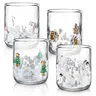 2/4 Pcs Christmas Icon Glasses 16 oz Icon Juice Glasses with Christmas Pattern Double Old Fashioned Hand Blown Drinking Cups for Besties Teacher Coworker Family Friends for Burr Basket Xmas Party Lovely Gifts Secret Santa Gift Exchange