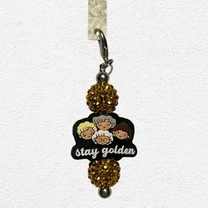 Stay Golden Silicone Beaded Cup Straw Holder Charm