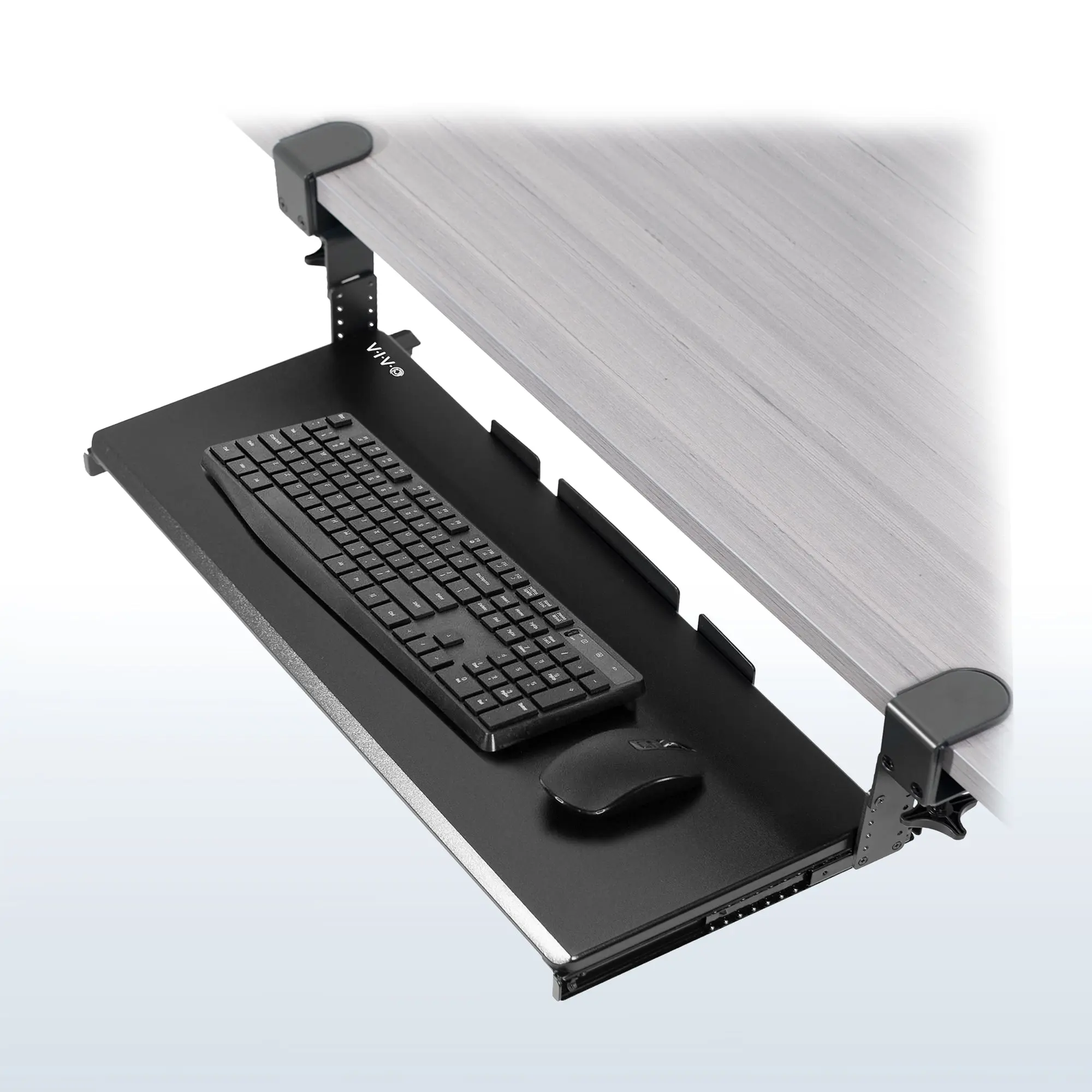Clamp-On Height-Adjustable Keyboard Tray, Computer Peripherals for Office & Home Computer Setup