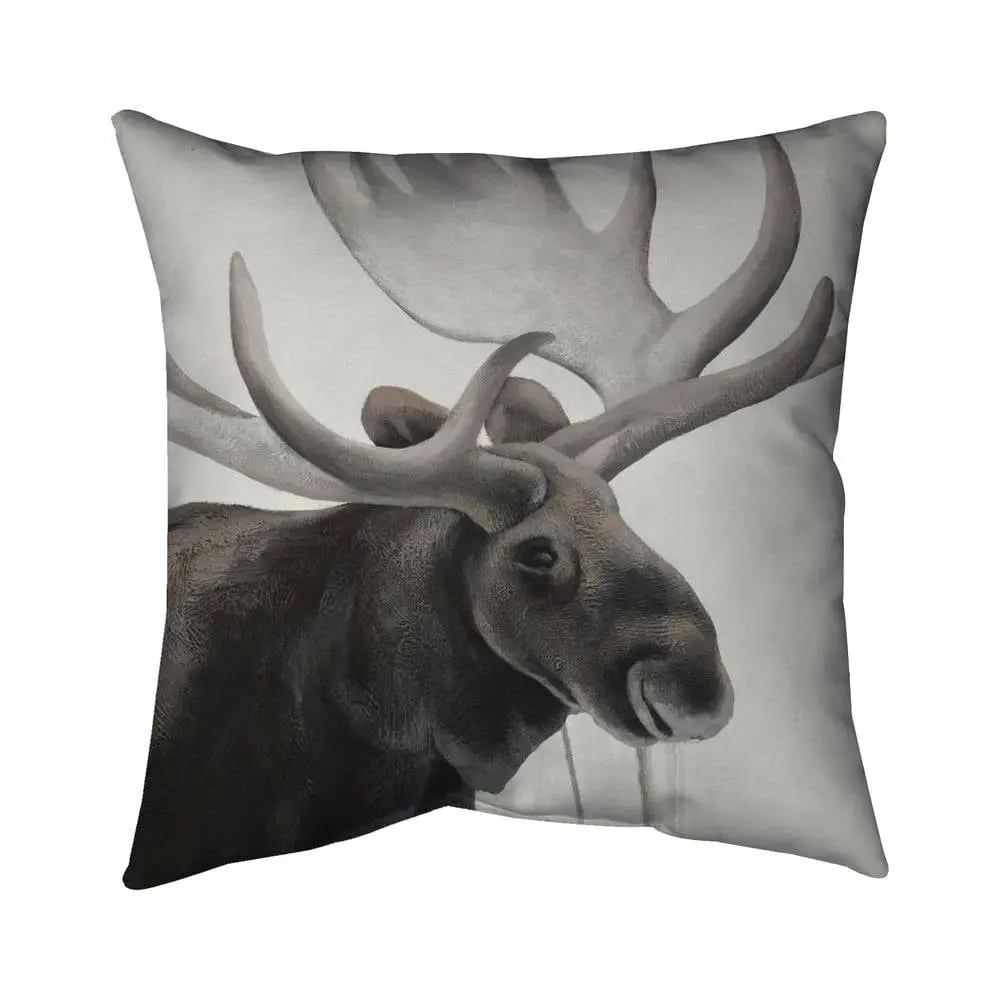 Begin Home Decor 5541-1616-AN439-2 16 x 16 in. Brown Deer Rustic Moose Pillow - Cozy Home Decor Accent