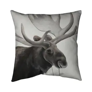 Begin Home Decor 5541-1616-AN439-2 16 x 16 in. Brown Deer Rustic Moose Pillow - Cozy Home Decor Accent