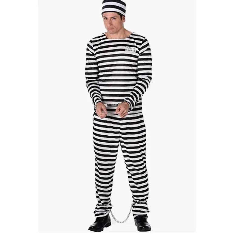 Convict Prisoner - Hard Time - Black/White - Costume - Adult - 2 Sizes
