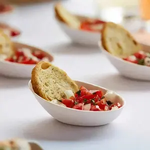 Egg-Shaped Mini Plates Set (5-50 Pcs), Reusable Sugarcane Fiber Condiment Bowls, Eco-Friendly Paper Material, Perfect for Parties & Outdoor Events, Party Plates