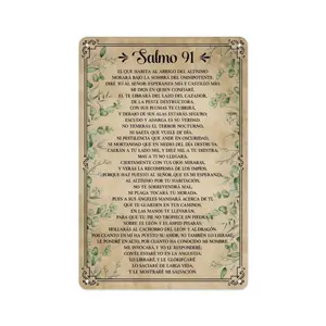 8x12in Salmo 91 Spanish Psalm Metal Sign | Waterproof Rust-Proof Religious Wall Art for Home & Christian Gift |  Aluminium |  Decor |  Ornaments
