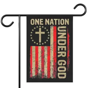 Patriotic Christian Garden Flag: One Nation Under God, Double-Sided 12"x18"