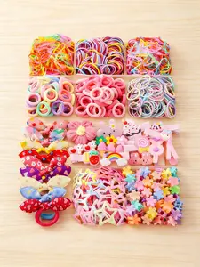 1244pcs/Set Girls Colorful Hair Scrunchies, Cute Princess Hair Ties, High Elasticity Durable Non-Damaging Hair Bands, Hair Clips, Versatile For Daily Use, Hair Accessories Sets