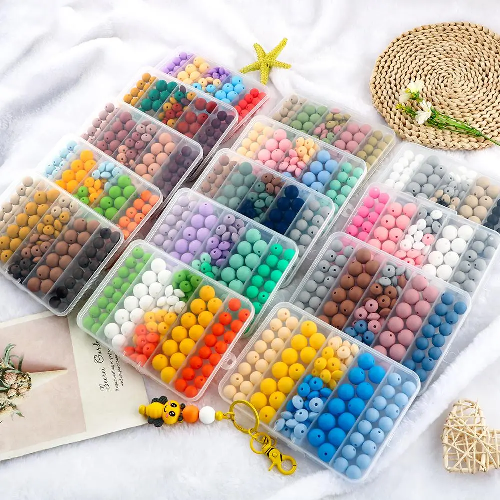 12/15mm Silicone Beads Kit, 96pcs/box Mixed Color Beads, DIY Jewelry Making Supplies for Bracelet Necklace Earrings Pendant, Craft, Beading Making, Beads For Crafts