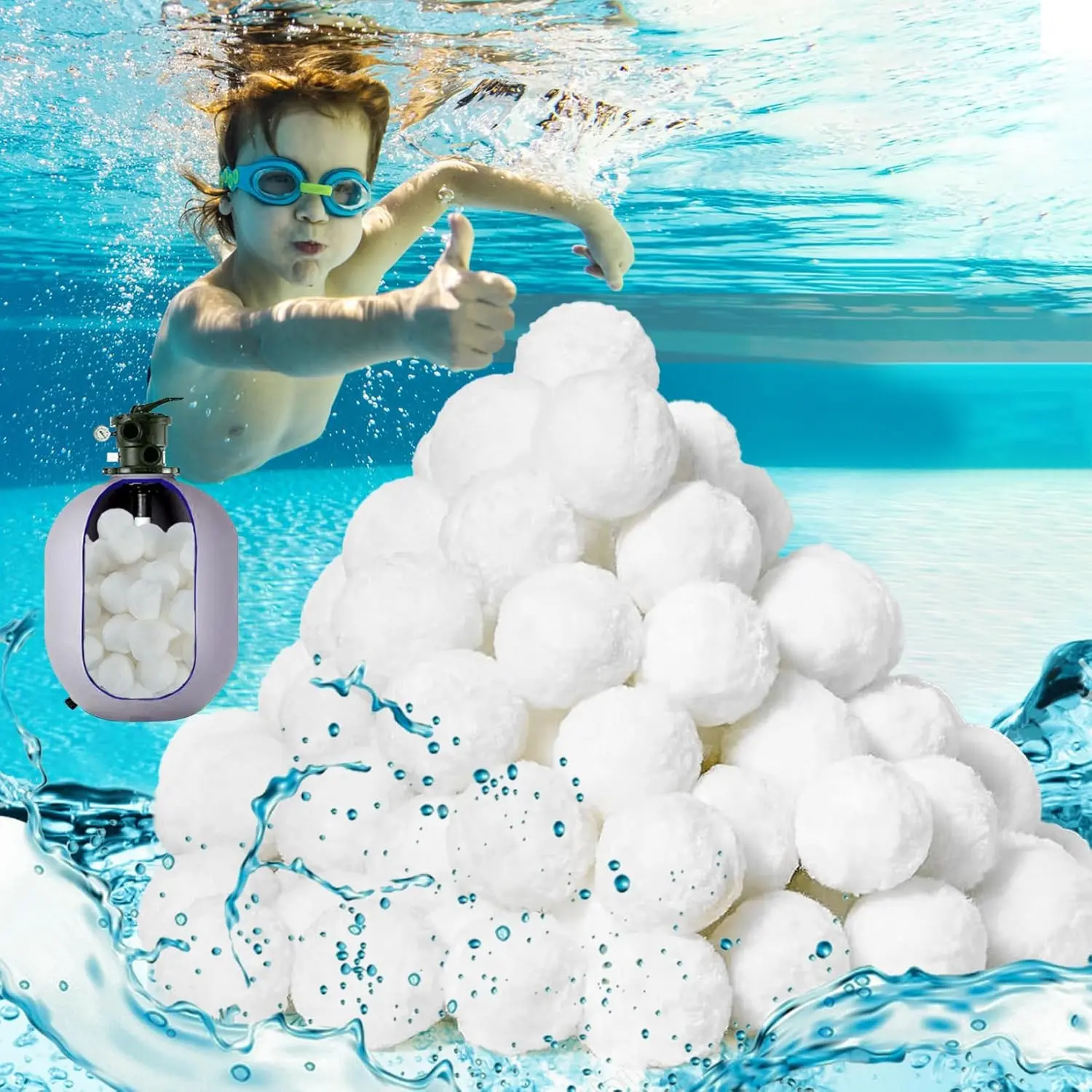 50PCS Pool Filter Balls for Sand-Filter - Dry Filter Sand Balls,Reusable Swimming Pool Filter Media,Soft Filtration Balls,Sand Filter Ball Suitable for Aquarium Tank,Pools Sand Filter Systems