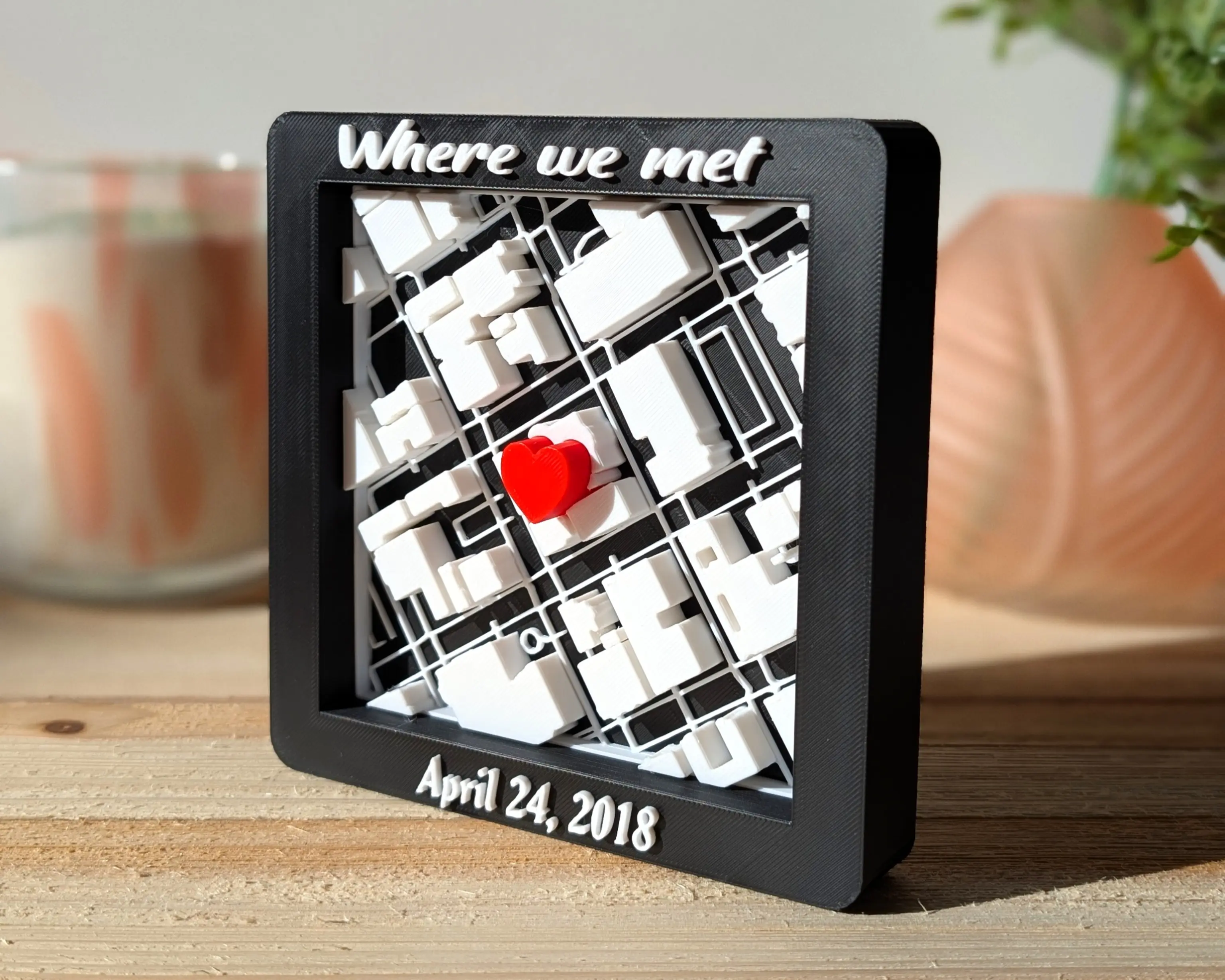 Custom 3D Map - Where We Met Gift | Personalized Couple Gift | Valentine’s Day Gift