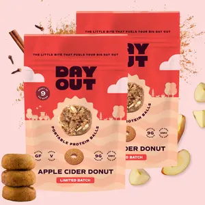 Day Out Apple Cider Donut Protein Balls (2 Bags) - 100% plant-based ingredients- GF + VEGAN- Energizing & Satisfying Protein Snack- ZERO gums, sugar alcohols