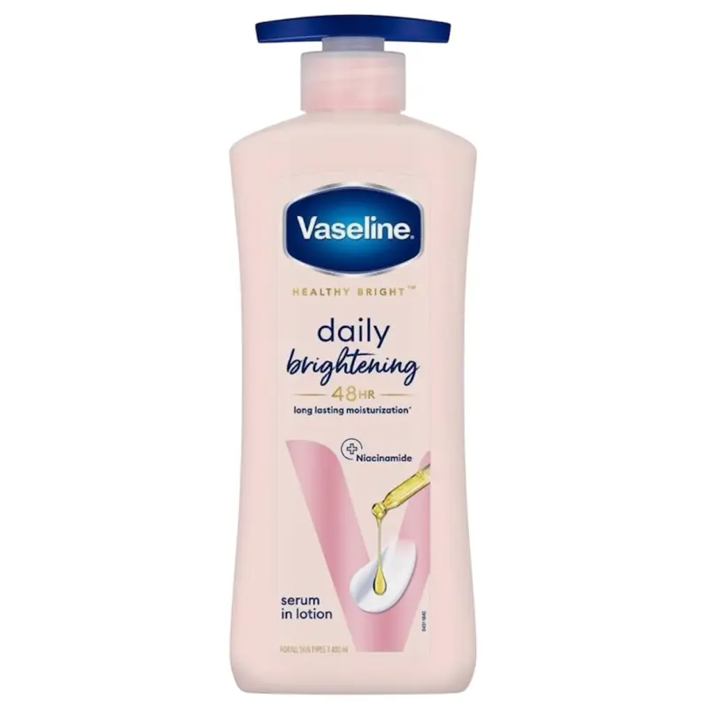 Vaseline Daily Brightening Lotion with Serum, 400ml Long-Lasting Body Care Moisturizer for Hydrate, Soothing Skin Repair & Selfcare
