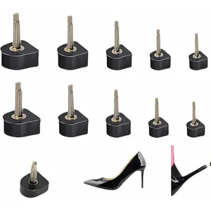 10 Pairs High Heel Tips Replacement - U/Cap Style, 2.4mm & 3mm Metal Core, 5 Sizes (8-12mm) | Durable Non-Slip Heel Caps for Women's Shoes | Quiet, Quick DIY Installation (Black)