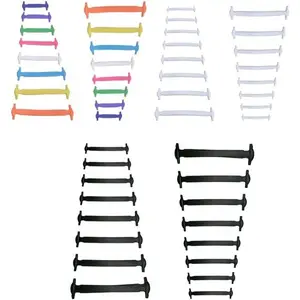 48 count No Tie Shoelaces for Adults,Lazy Shoelaces,Stretchy  Elastic Laces for Sneakers, Seniors,  Size Fits (Black+White+Colors)