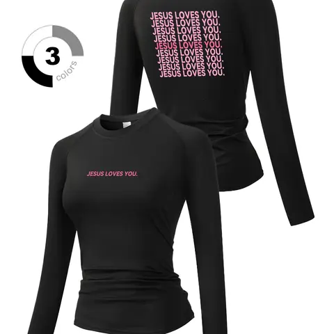 Women's Graphic Print Long Sleeve Sporty Top, Round Neck Quick-Dry Breathable Stretch Workout Shirt, Workout Tops, Yoga Running Fitness Training Gear