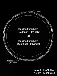 Stainless Steel Cuban Chain Necklace, Fashion Jewelry for Party, Daily Clothing Decor, Trendy All-match & Exquisite Jewelry for Birthday Gift, Dainty Layering Jewelry, Cuban Link Necklace