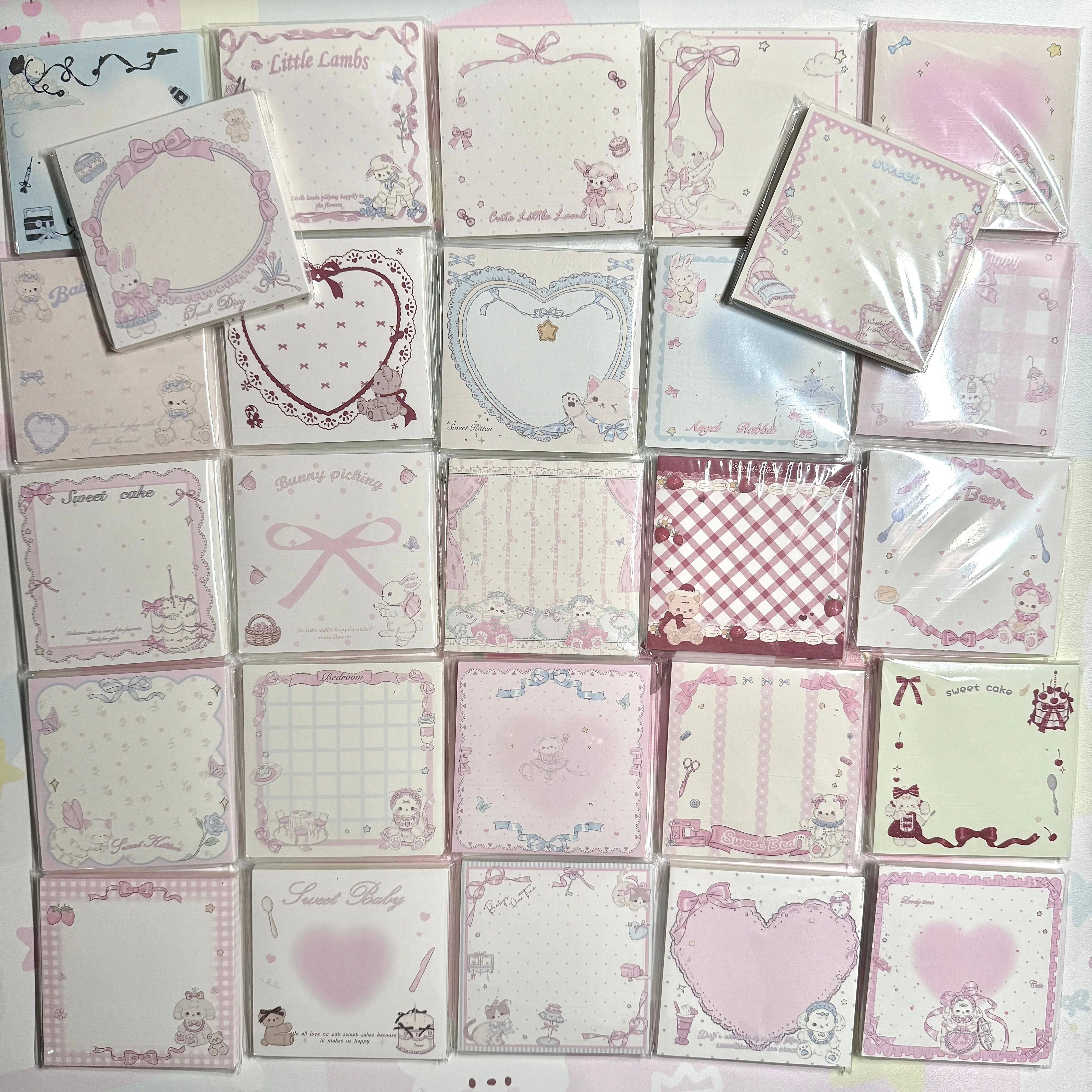 Kawaii Stationery Pink Cotton Lace Memo Pad - 50 sheets, 1 unit