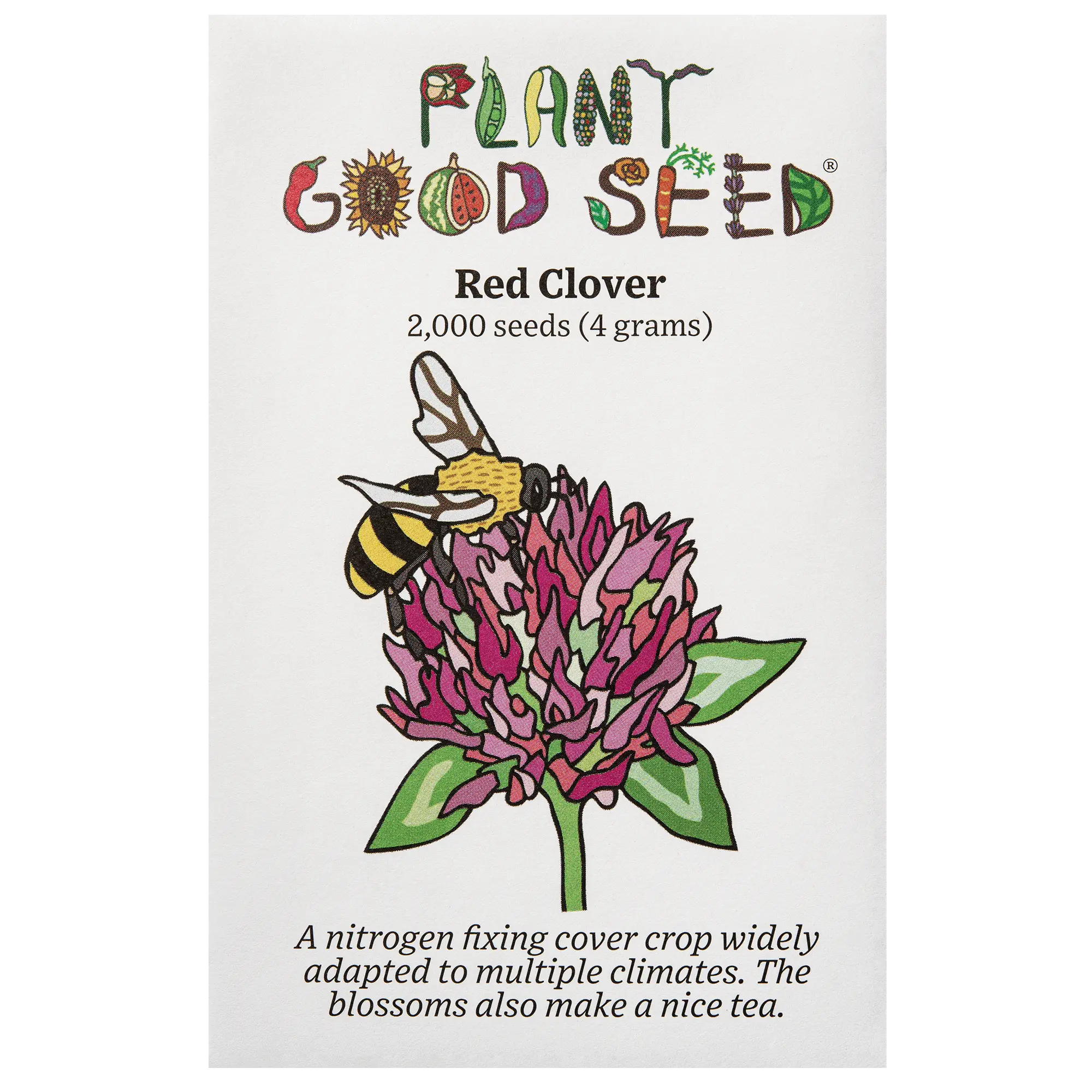 Red Clover Seeds for Planting: Tea Herb, Perennial Nitrogen Fixing Cover Crop, Certified Organic - 2,000 Seed Packet / Bulk Pack