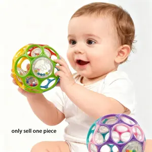 Baby Teether Rattle Ball, 1 Piece Soft Teething Ball, Baby Sensory Tactile Training Ball, Colorful Baby Grasping Ball, Newborn Gift Ball