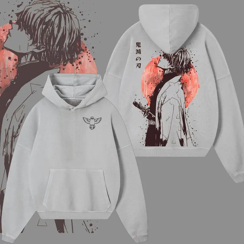 Zenitsu Agatsuma Demon Slayer Anime Graphic Tee Retro Vintage Unisex Acid Washed Hoodie Heavyweight Cotton Anime Merch Gift For Anime Fan Weeaboo