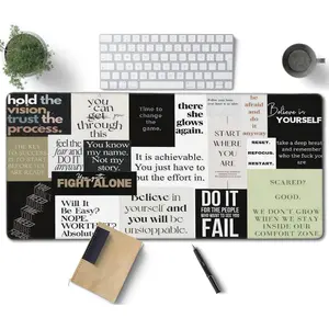 Inspirational Quotes Desk Mat, Large Keyboard Mouse Pad for Women Men, XXL Gaming Desk Pad Matt for Desktop, 24"x14" Non-Slip Base Big Mousepad with Stitched Edges