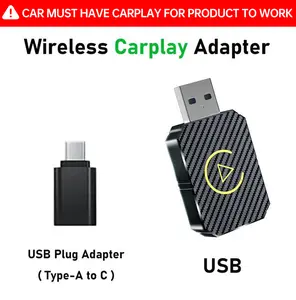 Mini Wireless Apple CarPlay Adapter, for both Apple and Android,converts wired to wireless, suitable for factory wired CarPlay cars from 2016+ Blue Tooth Auto Steering Wheel Automotive