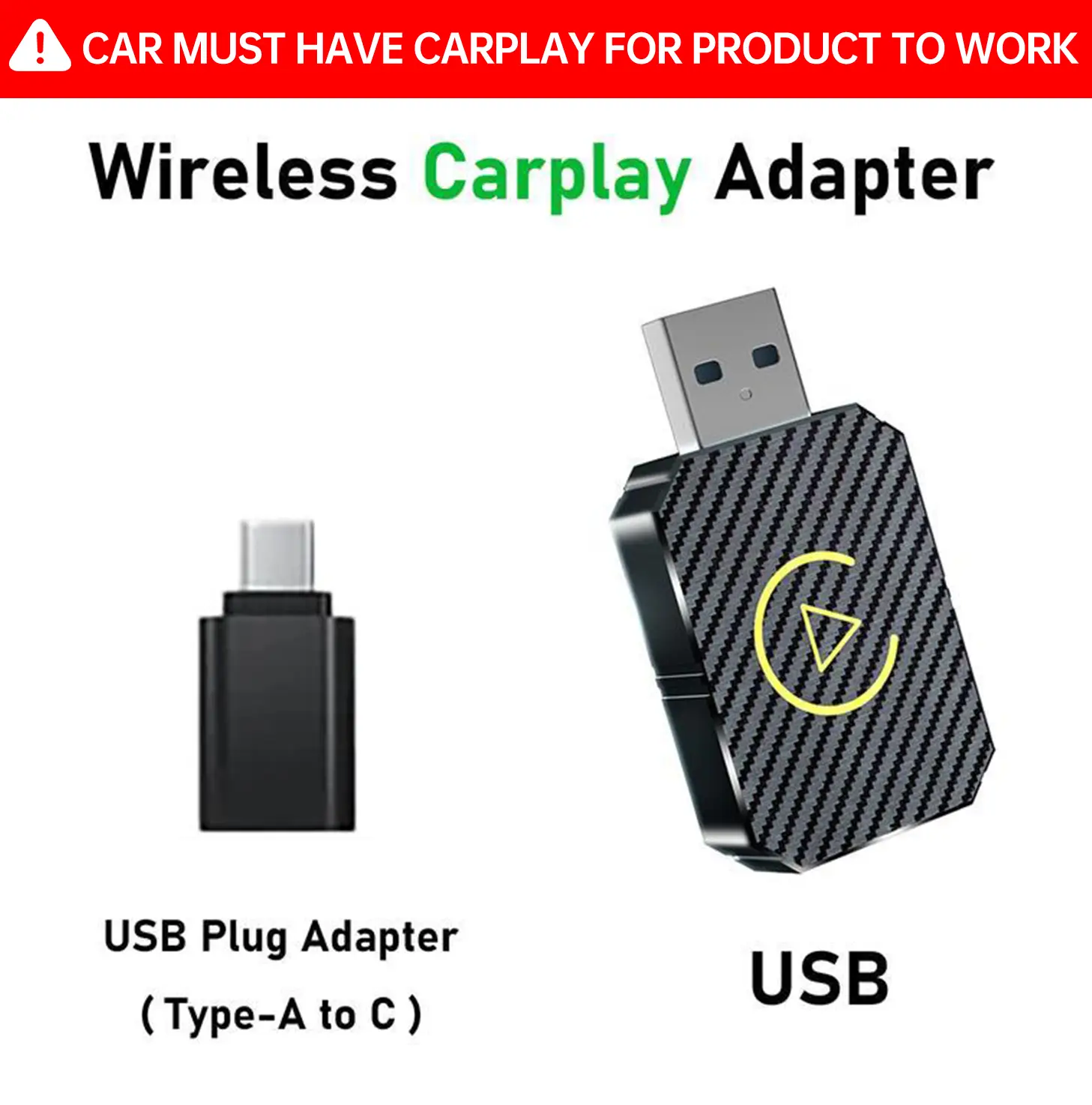 Mini Wireless Apple CarPlay Adapter, for both Apple and Android,converts wired to wireless, suitable for factory wired CarPlay cars from 2016+ Blue To