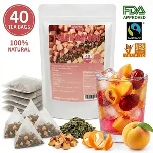 LVSEFOD Premium Peach Oolong Tea Bags - Suitable for Both Hot And Cold Brewing. 4.23oz (3g X 40 Bags) Of Peach, Apple, And Oolong Tea. A Natural Blend Of Fruit And Floral Notes, Offering A Healthy, Nourishing Sweetness. Individually Packaged for Freshness