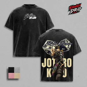 Jotaro Kujo Tee Washed | JoJo’s Bizarre Adventure Stardust Crusaders Vintage Clothing Washed | Heavy Cotton Oversized Anime Manga Top T-Shirt & Hoodie | Double Printed Retro Unisex Streetwear Graphic Top | Star Platinum Stand Edition For Fans