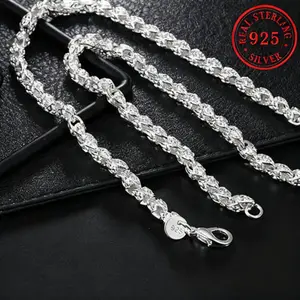 925 Sterling Silver Exquisite Solid Chain necklace Fashion Charm Women Men Solid Wedding Cute Simple Models Jewelry necklace  Charms fashion designer party Wedding Jewelry Holiday gifts  Valentine's gift