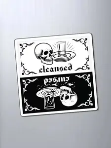 1pc Cleansed or Cursed: Reversible Gothic Skull Dishwasher Magnet , Unique Home Decor, Alternative Art, Halloween Decor, Gift Ideas, Household, Decorative