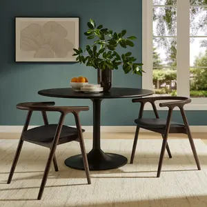 Henry Vegan Leather and Wood Dining Chair in Black