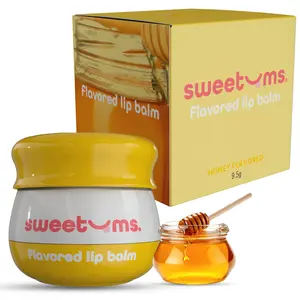 Sweetums Honey Flavored Lip Balm Vegan Cruelty-Free Hydrating Balm with Built-in Mirror & Applicator for Skincare Comfort Honey pot glossy hydrating lip balm gloss jojoba oil