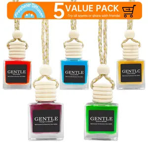 5 Bottles-In-1-Pack: Car Air Freshener Diffuser Choose from Multi Scents, Hanging Car Diffuser, Car Decor Accessory, Long Lasting.  It Is The Best Gift for Family, Friends And Oneself - Christmas Halloween Birthday Gift - Stocking Stuffer