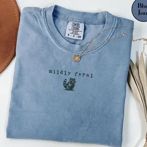 Comfort Colors Mildly Feral Raccoon Tee, Sarcastic Weird Girl Shirt