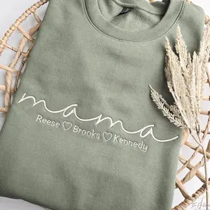 Embroidered Mama Sweatshirt, Personalized Mama Crewneck with Kids Names, Pregnancy Announcement Sweater, Custom Christmas Gift for Mom, Mother’s Day Gift