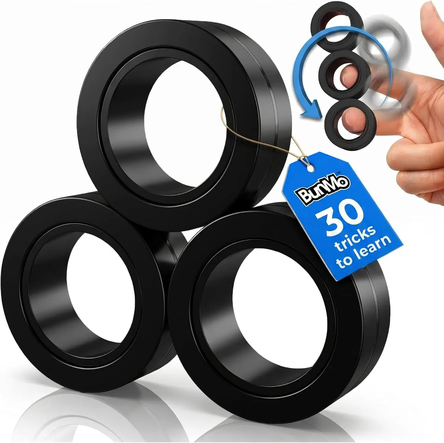 Magnetic Fidget Rings – Fidget Toys Adults, Cool Fidgets for Teens, Quiet Fidget Toys, Maximum Strength  N Magnets, Endless Tricks, Teen Gifts, Fidgets for Kids -, Adult Fidget Toys, Black