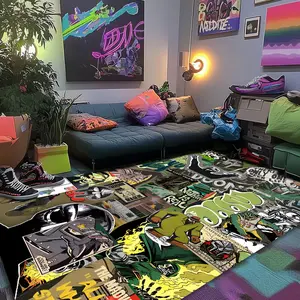 Creative Cartoon Pattern Floor Mat, 1 Count Non-slip Soft Floor Carpet, Decorative Area Rug for Home Living Room Bedroom, Home Decor