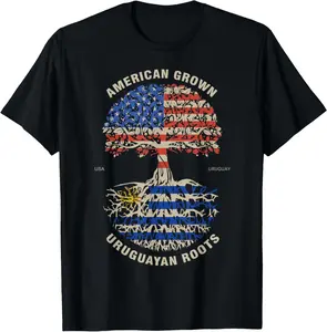 100%cotton American Grown Uruguayan Roots Uruguay Flag T-Shirt