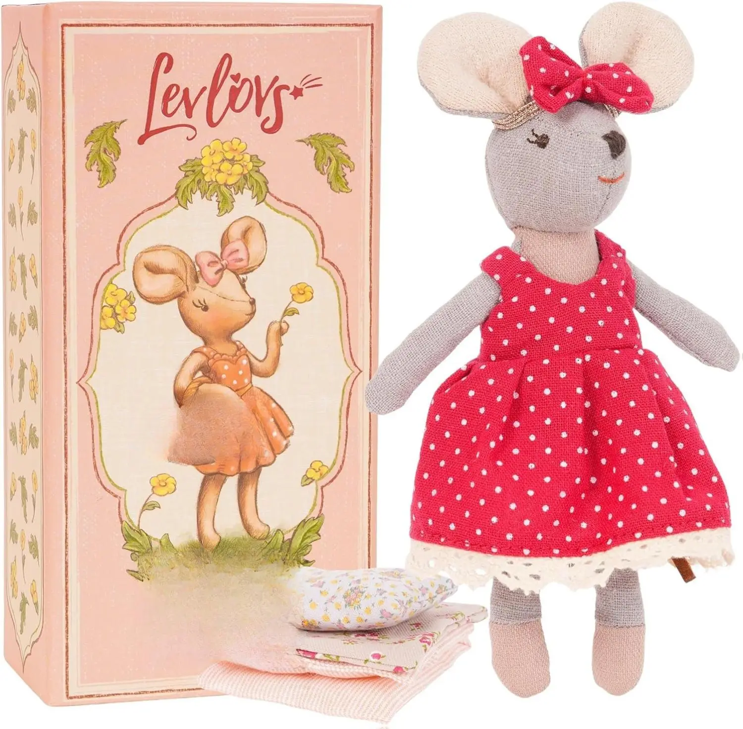 LEVLOVS Mouse in a Box Mouse Rose in a Gift Box with The Bedding Easter Gift