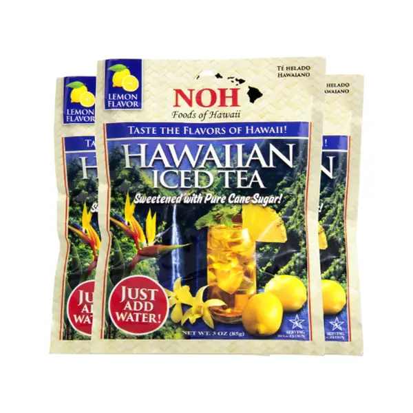 NOH Hawaiian Iced Tea Mix, 3 oz Packet (Pack of 3) - Easy-to-Use Instant Lemon-Flavored Drink Mix Powder with a Blend of Tropical Black Tea - Sweetened with Pure Cane Sugar - No Added Preservatives
