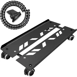 Adjustable Computer Tower Stand, Heavy-Duty Mobile CPU Tower Holder with Rolling Caster Wheels, Fits Most Gaming Desk and Floor