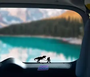 Small Sasquatch Walking Trex Vinyl Decal Hidden Hide Easter Egg Tiny Funny Bigfoot Car Sticker Decals Truck SUV Windshield